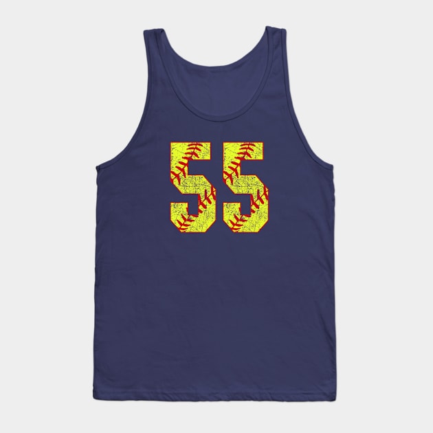 Fastpitch Softball Number 55 #55 Softball Shirt Jersey Uniform Favorite Player Biggest Fan Tank Top by TeeCreations